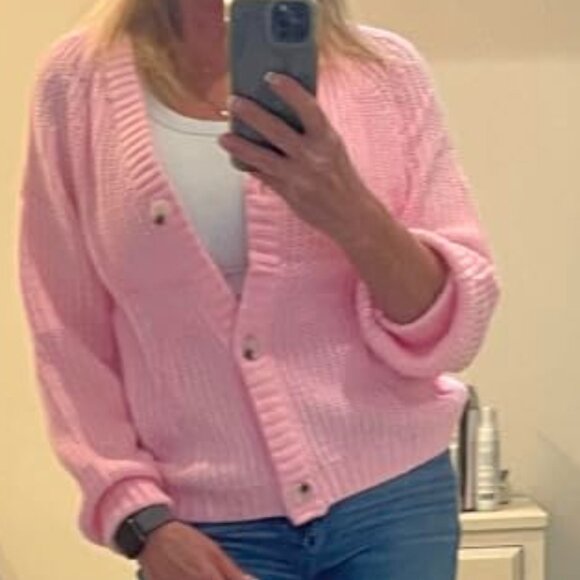 Women's Chunky Knit Open Front Sweater Multi Sz - Picture 3 of 7